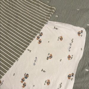 Striped and Buffalo Printed Baby Blanket Set (2 Blankets)